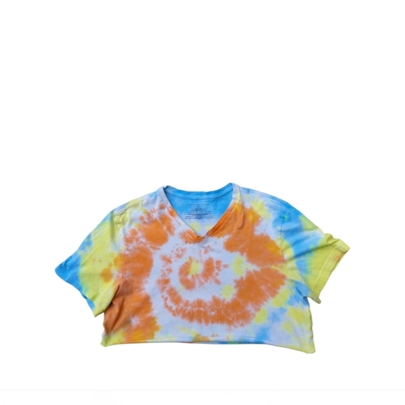 Tommy Hilfiger Orange and Blue Tie-Dye Crop Top - Picture 2 of 4